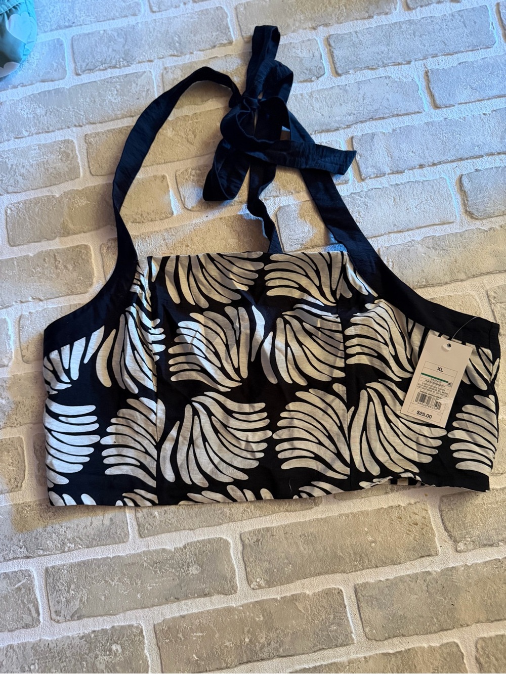 a new day Black and White Halter Crop Top